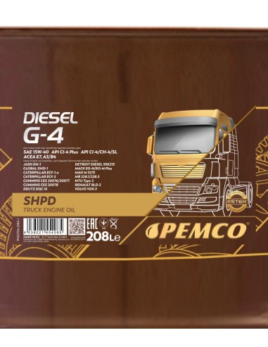 Моторно Масло PEMCO DIESEL G-4 SHPD 15W-40 208L