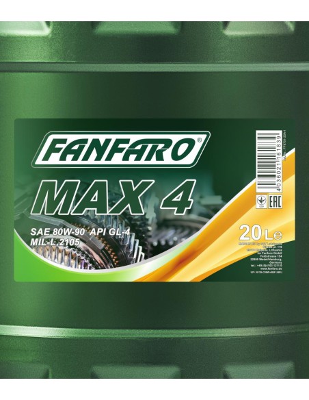 Трансмисионно Масло FANFARO MAX 4 80W-90 GL-4 20л.